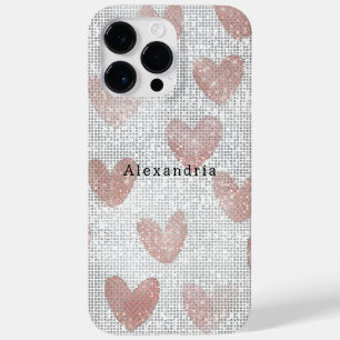 Coque Pour Pour iPhone 14 Pro Max Cœurs scintillants rose blanc