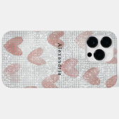 Coques Case-Mate iPhone Cœurs scintillants rose blanc (Verso (horizontal))