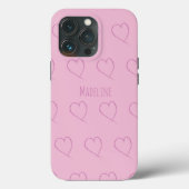 Coques Case-Mate iPhone Coeurs Simple Main Tirée Scribble rose (Verso)