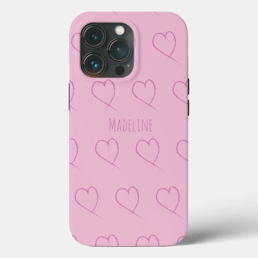 Coques Case-Mate iPhone Coeurs Simple Main Tirée Scribble rose (Verso)