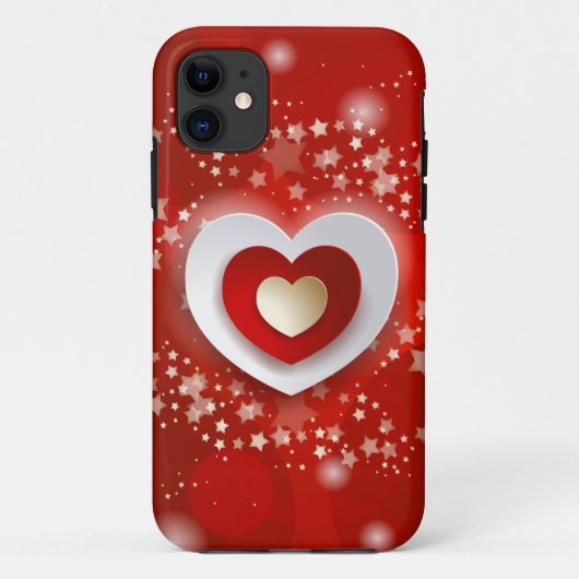Coques Case-Mate iPhone Coeurs sur arrière - plan rouge (Dos)