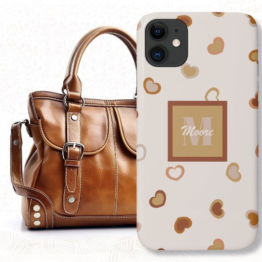 Coques Case-Mate iPhone Coeurs sur ciment blanc dans les tons Earthtones r