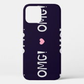 Coques Case-Mate iPhone Coeurs, texte OMG, motif mignon (Verso)