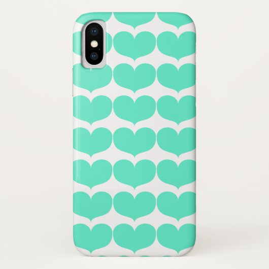 Coques Case-Mate iPhone Coeurs Turquoises mignons (Dos)