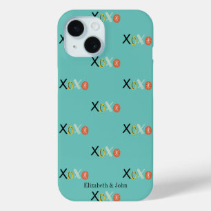 Coque Pour iPhone 15 Cœurs "XOXO" Cool de la Saint-Valentin Vert menthe