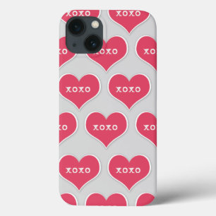 iPhone 13 Case Coeurs XOXO rose avec Arrière - plan couleur modif