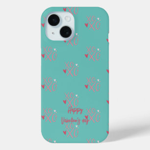 Coque Pour iPhone 15 Cœurs "XOXO" Rose Foncé Joyuse Saint Valentin