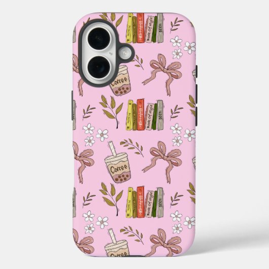 Coques Case-Mate iPhone Coffee and Books Pattern iPhone Case | Cozy Reader (Verso)