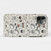 Coques Case-Mate iPhone Coffee & Café Doodle Pattern –Cute Hand Drawn Food (Dos (Horizontal))