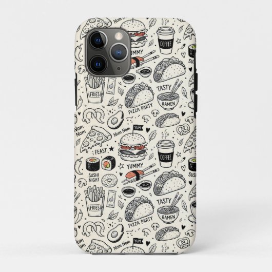 Coques Case-Mate iPhone Coffee & Café Doodle Pattern –Cute Hand Drawn Food (Dos)