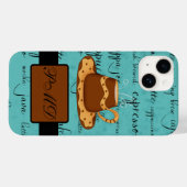 Coques Case-Mate iPhone Coffee Cup Script Monogramme Nom Turquoise (Verso (horizontal))
