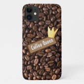 Coques Case-Mate iPhone Coffee Queen Typographie Gold Crown (Dos)