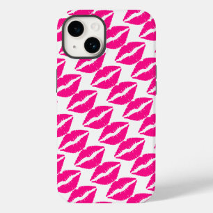 Coque Pour iPhone 14 Col cravate motif baisers rose blanc mignon