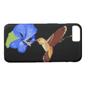 Coques Case-Mate iPhone Colibri d'or et Hibiscus bleu (Dos (Horizontal))