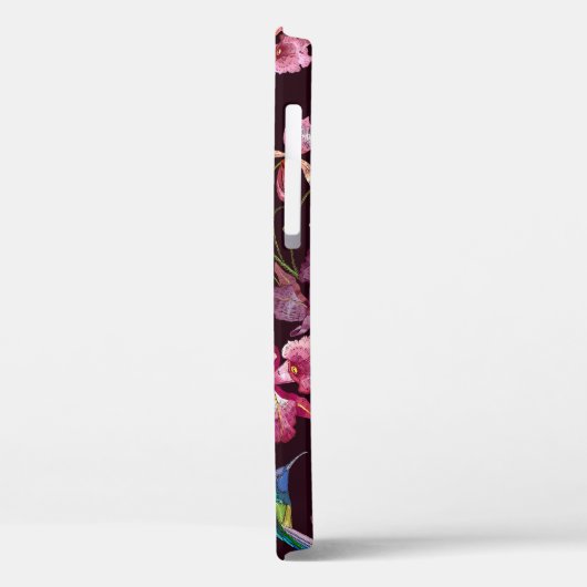 Coques Case-Mate iPhone Colibri et orchidée, mode sans couture tropicale. (Verso / Gauche)