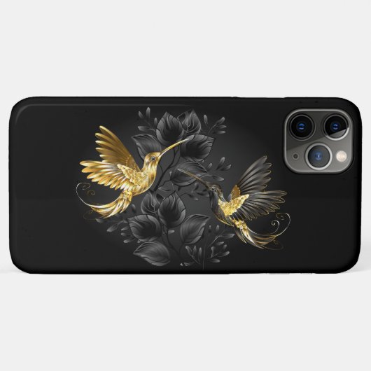 Coques Case-Mate iPhone Colibri noir et or (Dos (Horizontal))