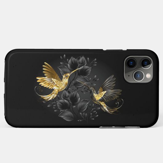 Coques Case-Mate iPhone Colibri noir et or (Dos (Horizontal))