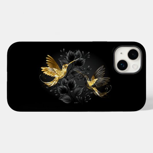 Coques Case-Mate iPhone Colibri noir et or (Verso (horizontal))