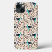 Coques Case-Mate iPhone Colibris botaniques de style William Morris (Verso)
