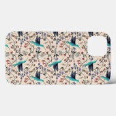 Coques Case-Mate iPhone Colibris botaniques de style William Morris (Verso (horizontal))