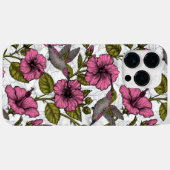 Coques Case-Mate iPhone Colibris et fleurs d'hibiscus roses (Verso (horizontal))