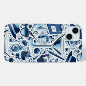 Coques Case-Mate iPhone Collage chic bleu foncé et design moderne (Verso (horizontal))