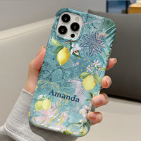 Collage chic bleu turquoise sicilien floral citriq