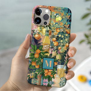 Coque Pour iPhone 15 Collage Citrus Sicilien Bleu Orange Chic