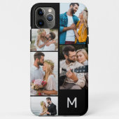 Coques Case-Mate iPhone Collage de 5 photos noir monogrammé (Dos)