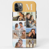 Coques Case-Mate iPhone Collage de 7 photos avec monogramme sur fond jaune (Dos)