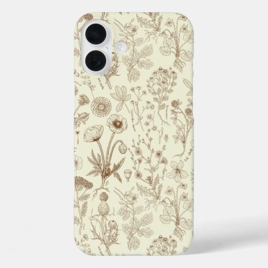 Coques Case-Mate iPhone Collage de fleurs sauvages / beige et sépia (Verso)