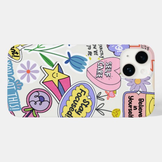 Coques Case-Mate iPhone Collage de l'autocollant d'affirmation positive (Verso (horizontal))