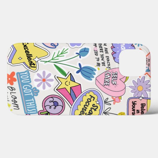 Coques Case-Mate iPhone Collage de l'autocollant d'affirmation positive (Verso (horizontal))