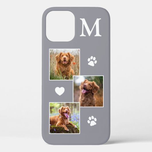 Coques Case-Mate iPhone Collage de photos de animaux de compagnie Monogram (Verso)