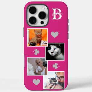 Coques iPhone 16 Pro Max Collage de photos de chat personnalisé monogramme