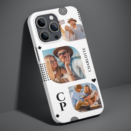 Coques Case-Mate iPhone Collage de photos de monogramme 3 tendance moderne