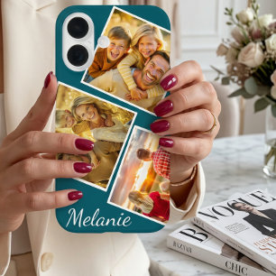Coques iPhone 16 Collage de photos Instagram personnalisé avec nom