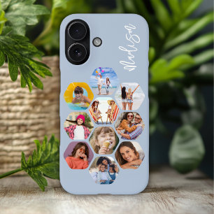 Coques iPhone 16 Collage de photos multiples personnalisé avec nom
