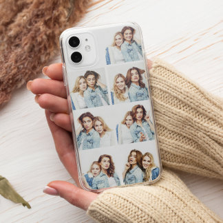 Coque Pour iPhone 14 Collage de photos personnalisé 7 photos carrées bl