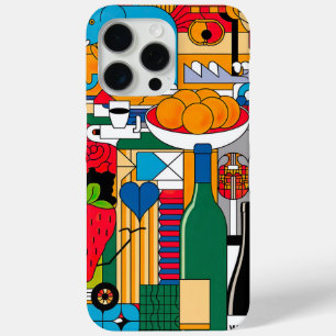 Coque iPhone 15 Pro Max Collage d'objets Pop Géométriques colorés