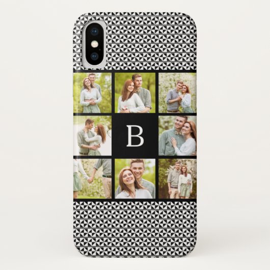 Coques Case-Mate iPhone Collage monogramme fait sur commande noir et blanc (Dos)