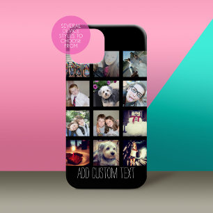Coque Pour iPhone 15 Collage photo avec Arrière - plan noir