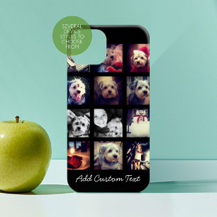 Coque Pour iPhone 14 Plus Collage photo de 12 Carrés avec Arrière - plan noi