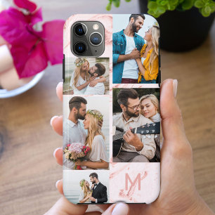 Case-Mate iPhone Case Collage photo de 5 photos en marbre rose avec mono