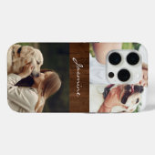 Coques Case-Mate iPhone Collage photo de chien Bois rustique, (Verso (horizontal))