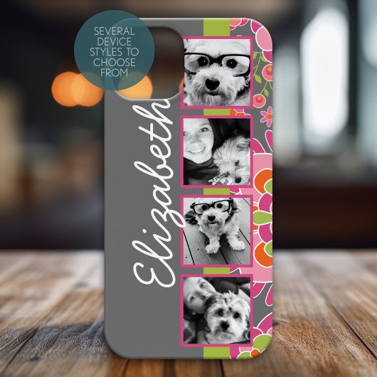 Coques Case-Mate iPhone Collage photo Fleurs roses chaudes et orange