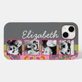 Coques Case-Mate iPhone Collage photo Fleurs roses chaudes et orange (Verso (horizontal))