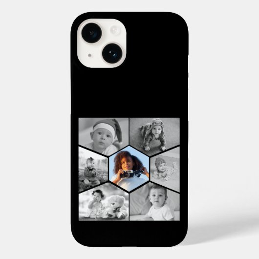 Coques Case-Mate iPhone Collage photo Hexagon noir et blanc (Verso)