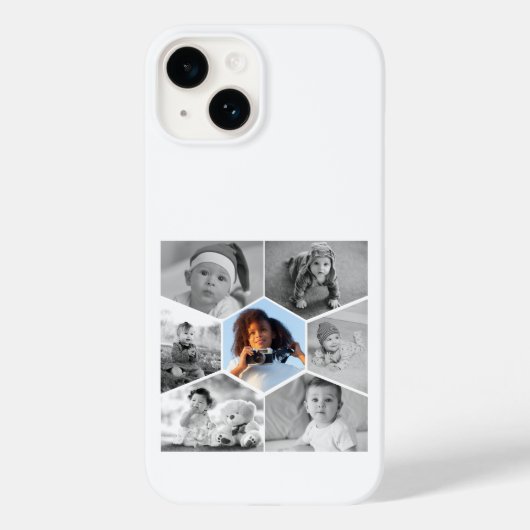 Coques Case-Mate iPhone Collage photo Hexagon noir et blanc (Verso)
