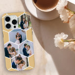 Coque iPhone 15 Pro Max Collage photo Honeypeb 5 photo Miel<br><div class="desc">Créez votre propre collage photo en motif nid d'abeille. Le modèle photo est mis en place pour vous d'ajouter 5 de vos photos préférées d'amis, de famille, d'animaux de compagnie, de vacances etc. Vos images seront affichées en forme d'hexagone pour former le nid d'abeille, travaillant en lignes de gauche à...</div>